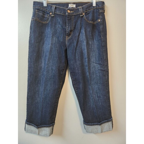 Levi’s 515 Capri Woman's Size 10 Dark Wash Jean Cuffed Bottom - Picture 1 of 5